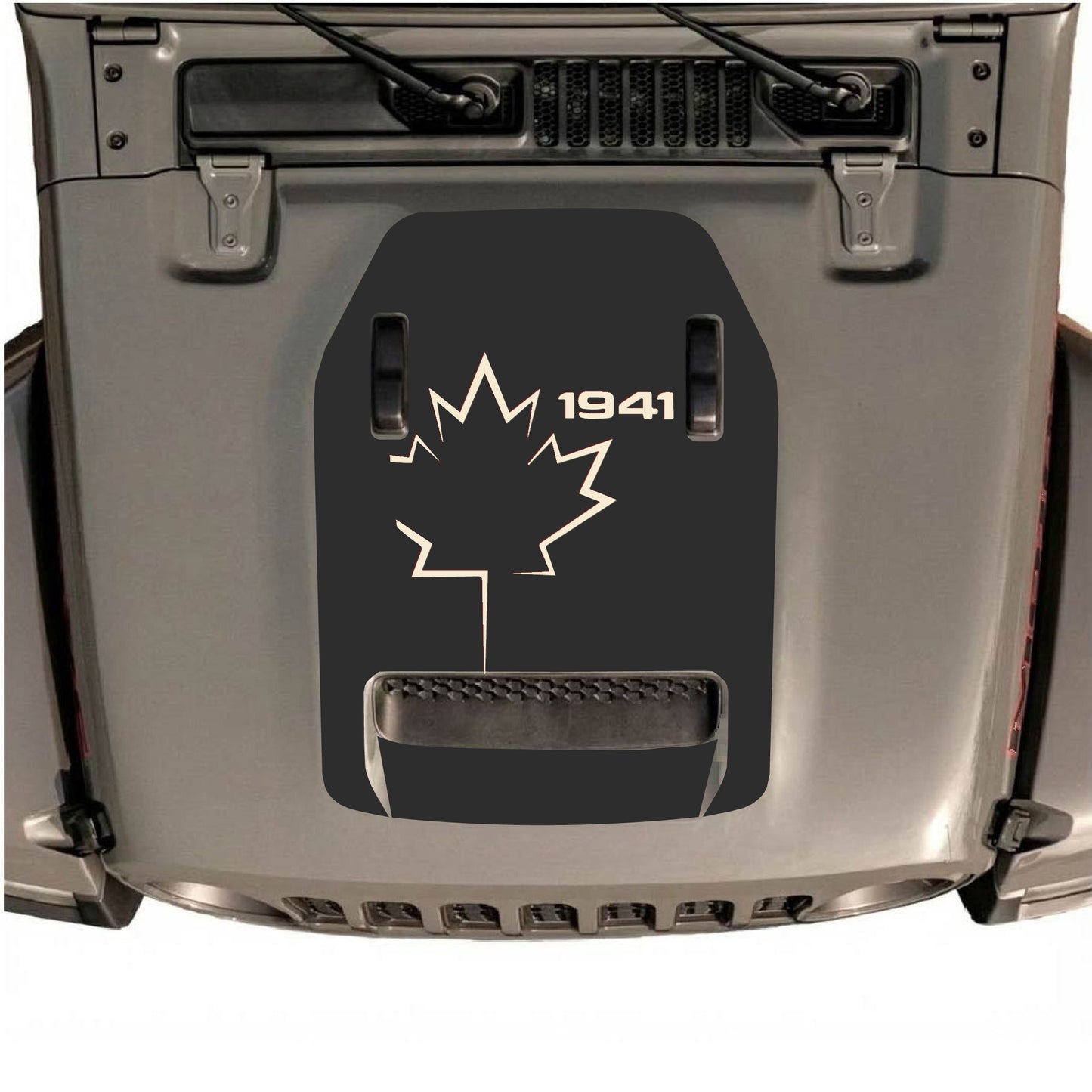 Hood Panel Decal/Sticker - 1941 Canada Leaf Graphic Decal Graphic Kit - For Jeep JL JLU 392 2018 - Premium Vinyl