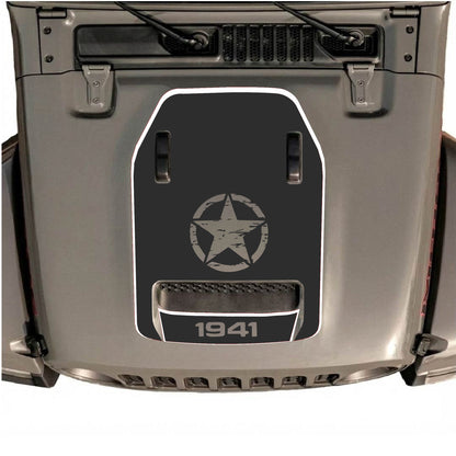 Hood Panel Decal/Sticker - 1941 Center Star with Border Graphic Decal Graphic Kit - For Jeep JL JLU 392 2018 - Premium Vinyl