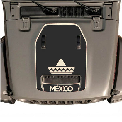 Hood Panel Decal/Sticker - Mexico Style with Border Graphic Decal Graphic Kit - For Jeep JL JLU 392 2018 - Premium Vinyl