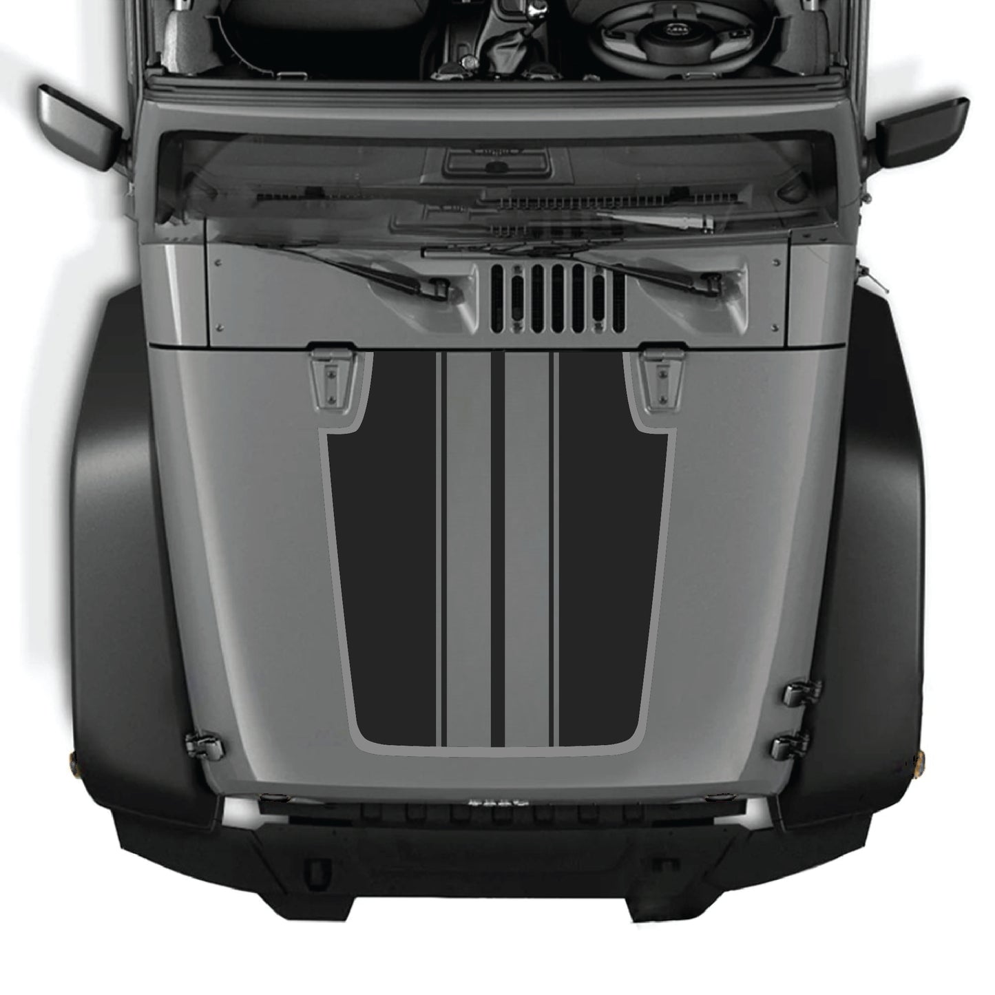 Calcomanía para capó Jeep Wrangler JK con franja negra, kit gráfico de vinilo premium CarCode para modelos 2007-2018.