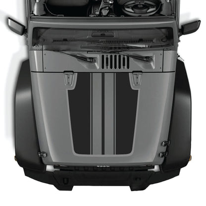 Calcomanía para capó Jeep Wrangler JK con franja negra, kit gráfico de vinilo premium CarCode para modelos 2007-2018.