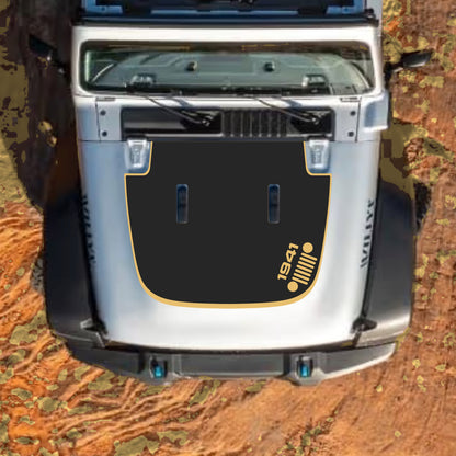 Hood Panel Decal/Sticker - Right Side 1941 Grill with Border Graphic Decal Graphic Kit - For Jeep JL JLU Sahara 2018-2025 - Premium Vinyl