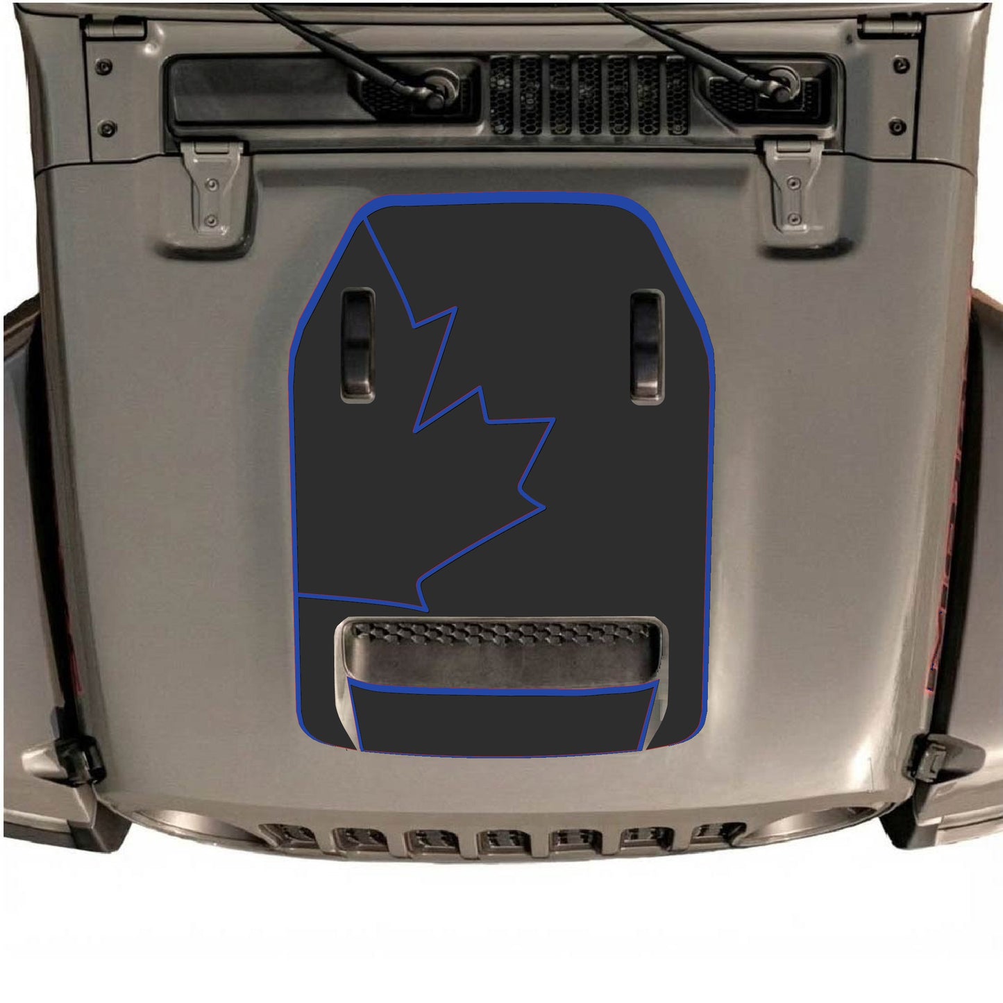 Hood Panel Decal/Sticker - Canada Full Leaf with Border Graphic Decal Graphic Kit - For Jeep JL JLU 392 2018 - Premium Vinyl