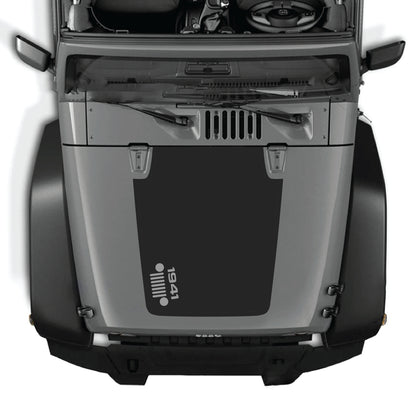Left side hood decal for Jeep Wrangler JK JKU 2007-2018, CarCode 1941 grill graphic kit, made of premium vinyl.