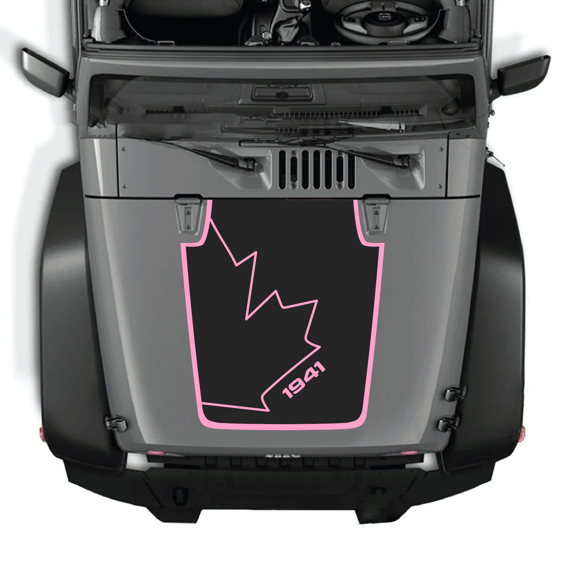Canada full leaf hood decal with border for Jeep Wrangler JK JKU 2007-2018, premium vinyl graphic kit by CarCode.