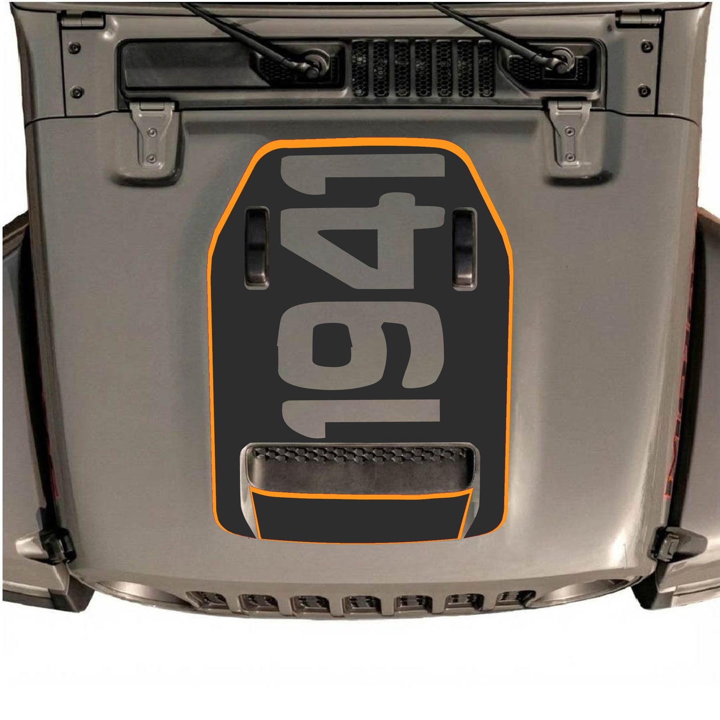 Hood Panel Decal/Sticker - 1941 with Border Graphic Decal Graphic Kit - For Jeep JL JLU 392 2018 - Premium Vinyl