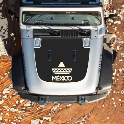 Hood Panel Decal/Sticker - Mexico with Border Graphic Decal Graphic Kit - For Jeep JL JLU Sahara 2018-2025 - Premium Vinyl