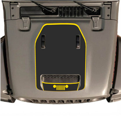 Hood Panel Decal/Sticker - Bottom Grill with Border Graphic Decal Graphic Kit - For Jeep JL JLU 392 2018 - Premium Vinyl