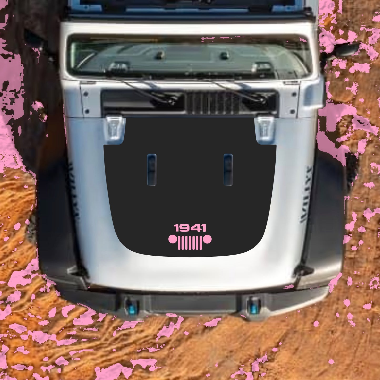 Hood Panel Decal/Sticker - 1941 Grill Graphic Decal Graphic Kit - For Jeep JL JLU Sahara 2018-2025 - Premium Vinyl