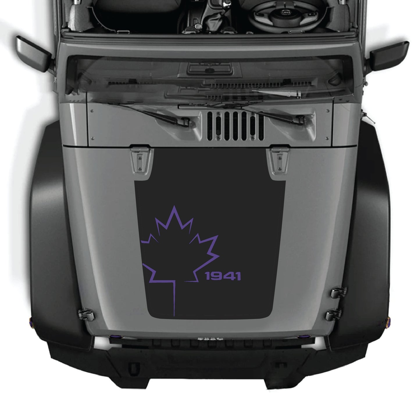 Canada leaf hood decal for Jeep Wrangler JK JKU, 2007-2018, CarCode premium vinyl graphic sticker.