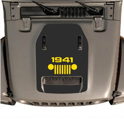 Hood Panel Decal/Sticker - 1941 Center Grill Graphic Decal Graphic Kit - For Jeep JL JLU 392 2018 - Premium Vinyl