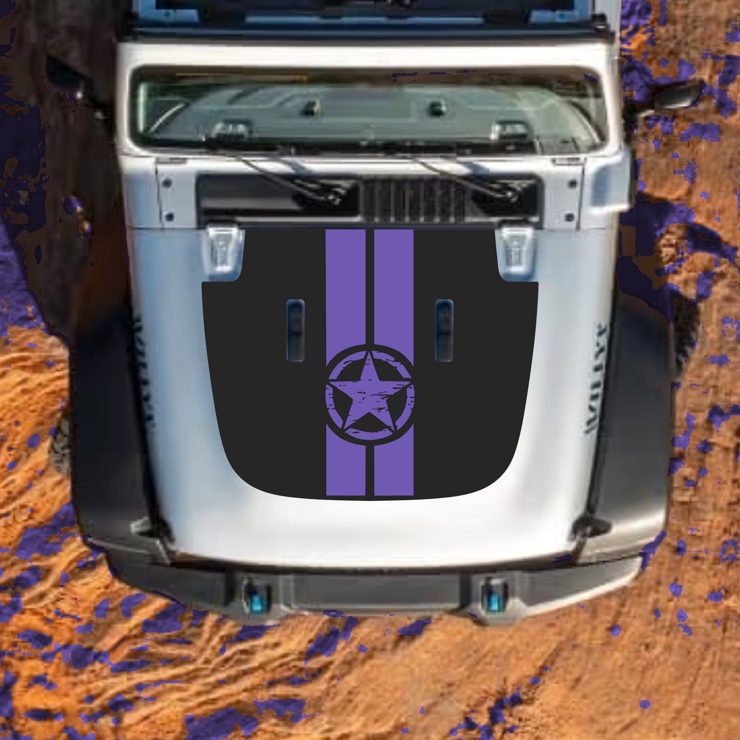 Hood Panel Decal/Sticker - Star and Stripes Graphic Decal Graphic Kit - For Jeep JL JLU Sahara 2018-2025 - Premium Vinyl