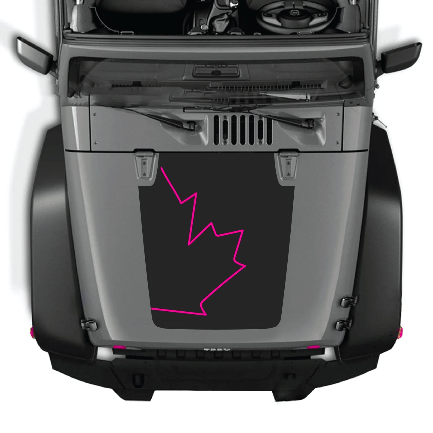 Canada full leaf hood decal sticker by CarCode for Jeep Wrangler JK JKU 2007-2018, made of premium vinyl.