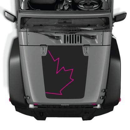 Canada full leaf hood decal sticker by CarCode for Jeep Wrangler JK JKU 2007-2018, made of premium vinyl.