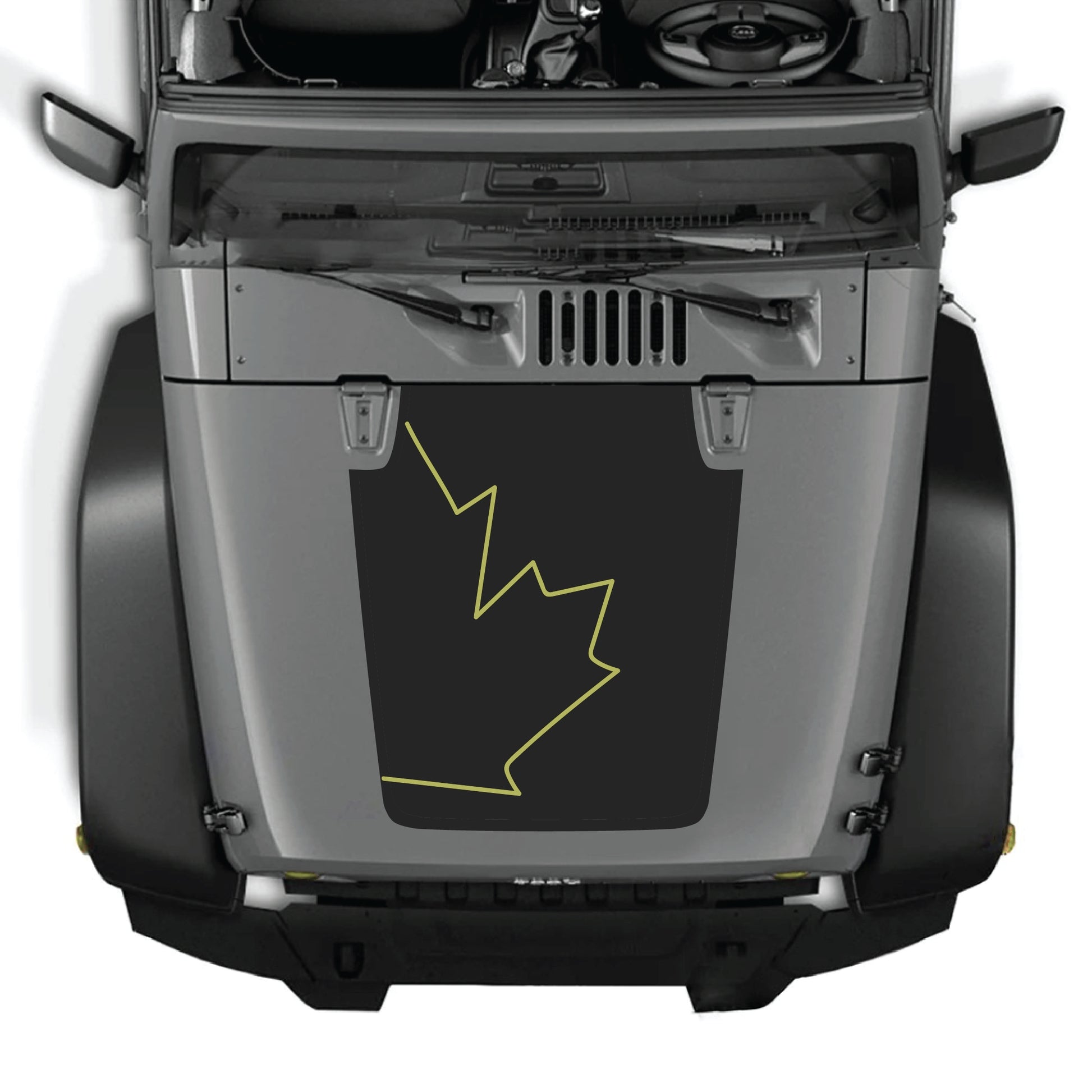 Canada full leaf hood decal graphic kit for Jeep Wrangler JK JKU 2007-2018, made of premium vinyl, featuring bold leaf design.