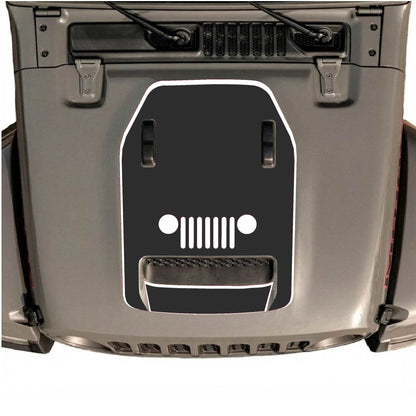 Hood Panel Decal/Sticker - Center Grill with Border Graphic Decal Graphic Kit - For Jeep JL JLU 392 2018 - Premium Vinyl