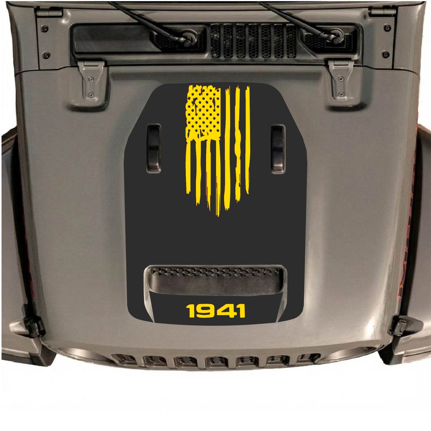 Hood Panel Decal/Sticker - 1941 America Flag Graphic Decal Graphic Kit - For Jeep JL JLU 392 2018 - Premium Vinyl