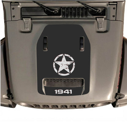 Hood Panel Decal/Sticker - 1941 Center Star Graphic Decal Graphic Kit - For Jeep JL JLU 392 2018 - Premium Vinyl