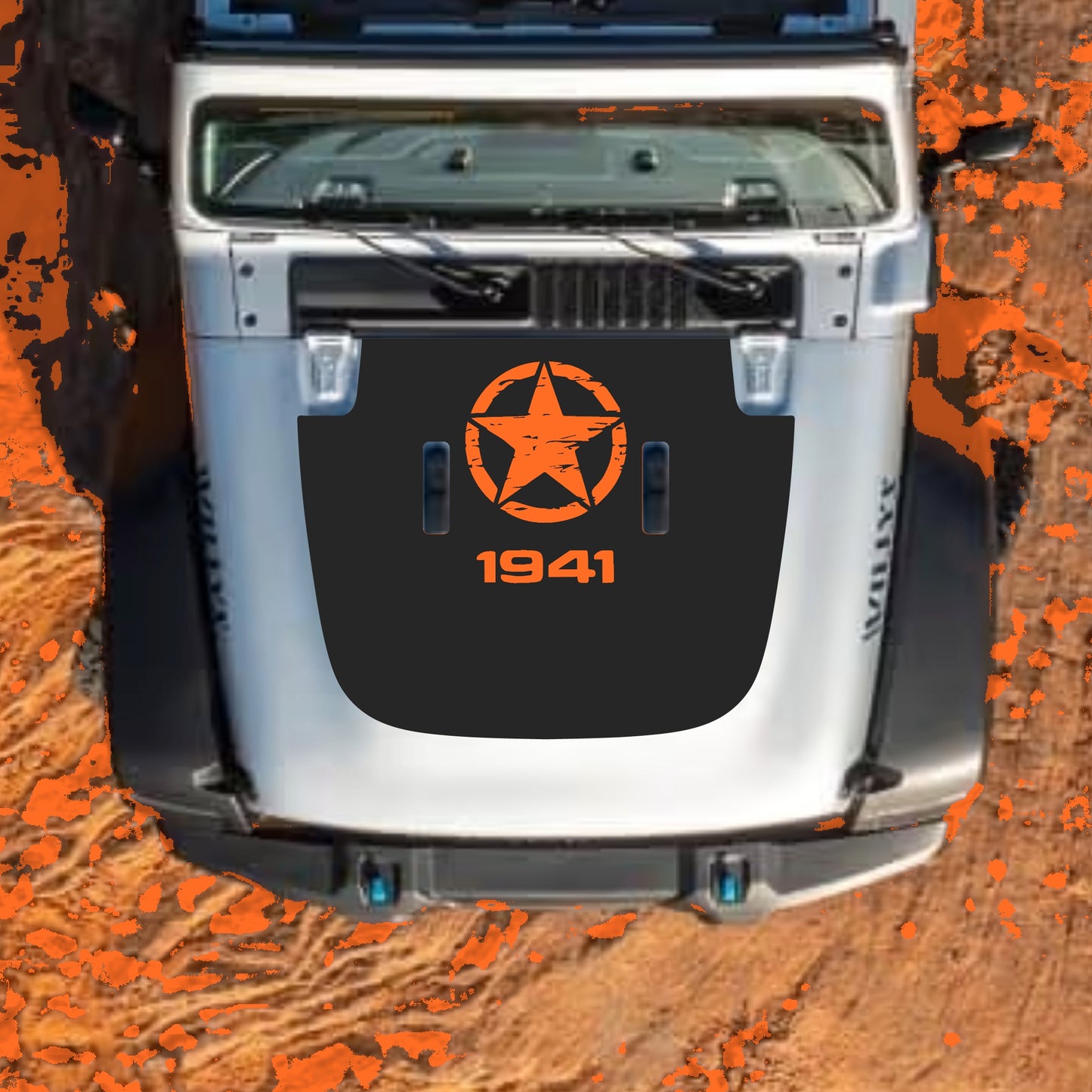 Hood Panel Decal/Sticker - Top Star 1941 Graphic Decal Graphic Kit - For Jeep JL JLU Sahara 2018-2025 - Premium Vinyl