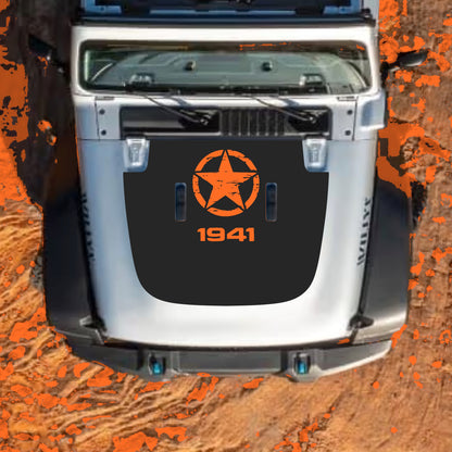 Hood Panel Decal/Sticker - Top Star 1941 Graphic Decal Graphic Kit - For Jeep JL JLU Sahara 2018-2025 - Premium Vinyl