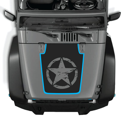 Kit gráfico de calcomanías para capó Full Star para Jeep Wrangler JK JKU 2007-2018, fabricado con vinilo premium por CarCode.