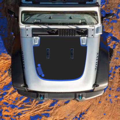 Hood Panel Decal/Sticker - Left Side Grill with Border Graphic Decal Graphic Kit - For Jeep JL JLU Sahara 2018-2025 - Premium Vinyl