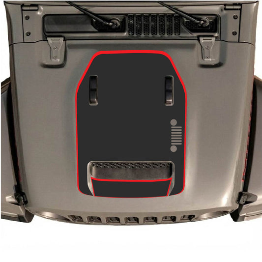 Hood Panel Decal/Sticker - Right Side Grill with Border Graphic Decal Graphic Kit - For Jeep JL JLU 392 2018 - Premium Vinyl