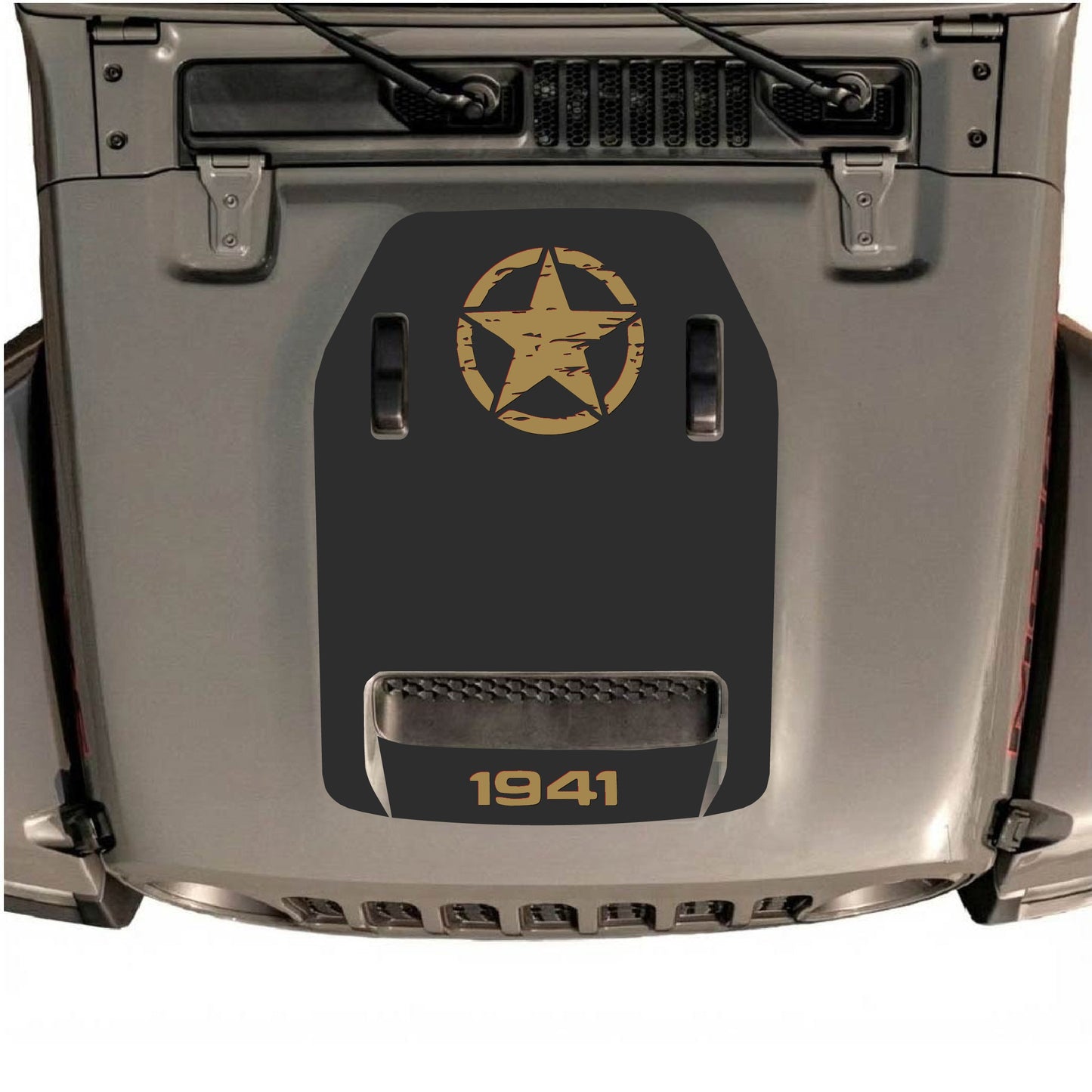 Hood Panel Decal/Sticker - Top Star 1941 Graphic Decal Graphic Kit - For Jeep JL JLU 392 2018 - Premium Vinyl