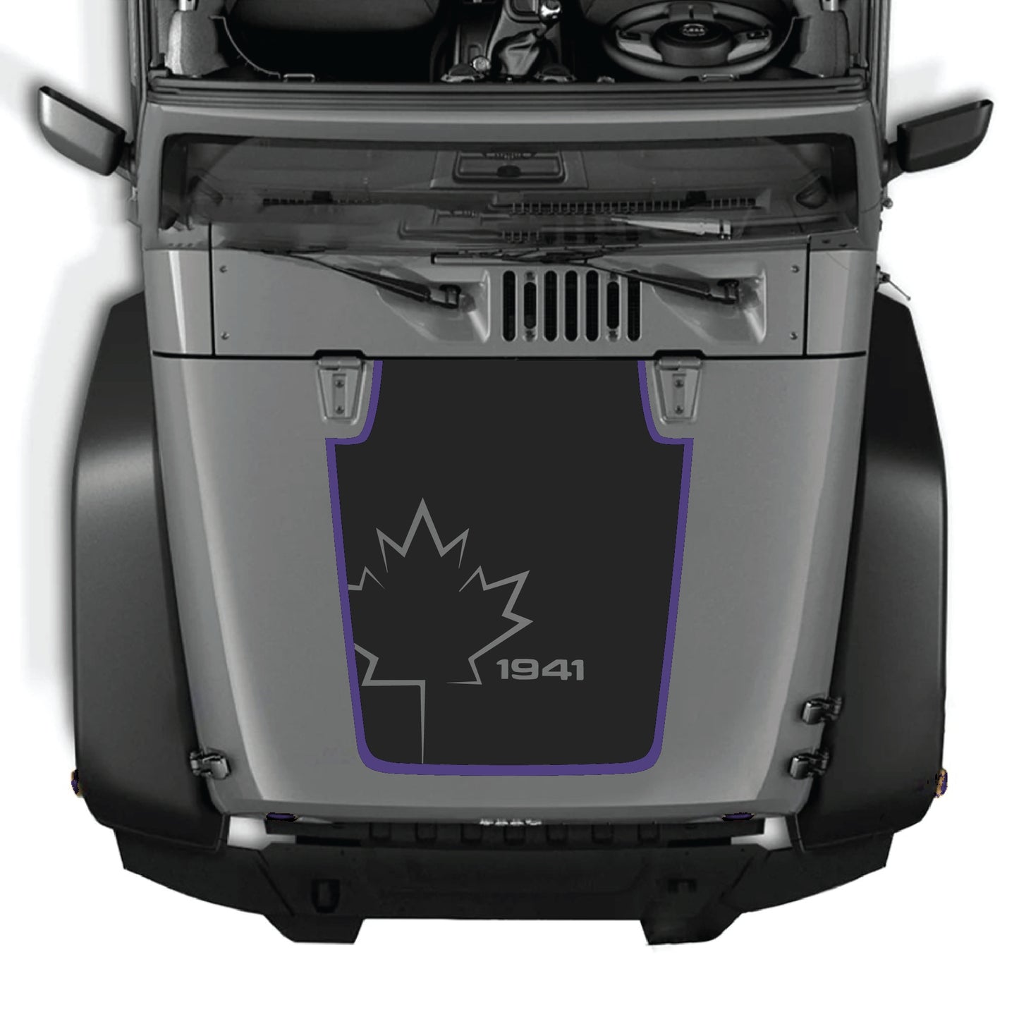 o
Calcomanía para capó CarCode con gráfico de hoja de Canadá 1941 para Jeep Wrangler JK JKU, hecha de vinilo premium para mayor durabilidad exterior.