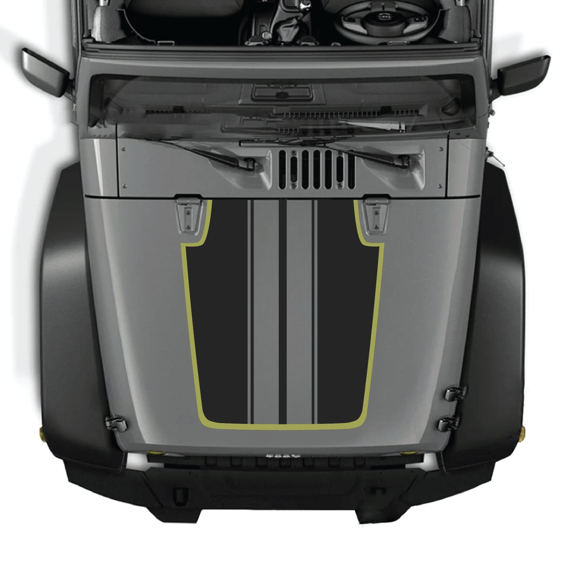 Calcomanía para capó Jeep Wrangler JK JKU con franja negra, kit gráfico de vinilo premium, diseñada para modelos 2007-2018.