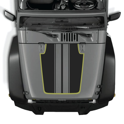 Calcomanía para capó Jeep Wrangler JK JKU con franja negra, kit gráfico de vinilo premium, diseñada para modelos 2007-2018.