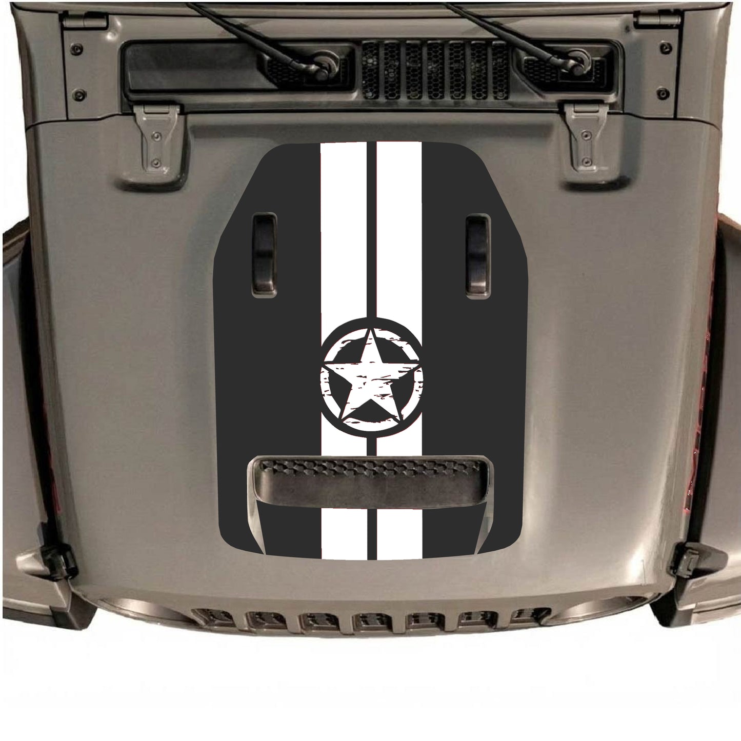 Hood Panel Decal/Sticker - Star and Stripes Graphic Decal Graphic Kit - For Jeep JL JLU 392 2018 - Premium Vinyl