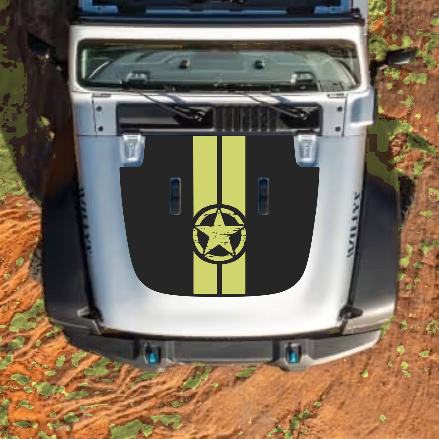 Hood Panel Decal/Sticker - Star and Stripes Graphic Decal Graphic Kit - For Jeep JL JLU Sahara 2018-2025 - Premium Vinyl