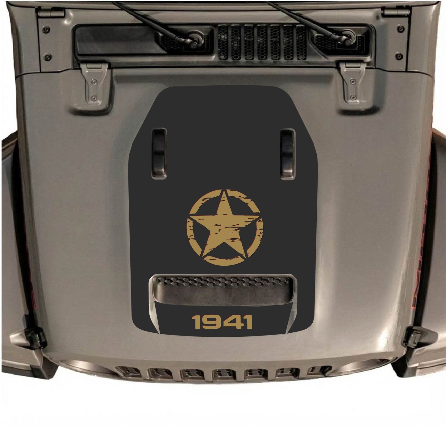Hood Panel Decal/Sticker - 1941 Center Star Graphic Decal Graphic Kit - For Jeep JL JLU 392 2018 - Premium Vinyl