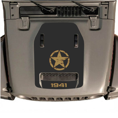 Hood Panel Decal/Sticker - 1941 Center Star Graphic Decal Graphic Kit - For Jeep JL JLU 392 2018 - Premium Vinyl