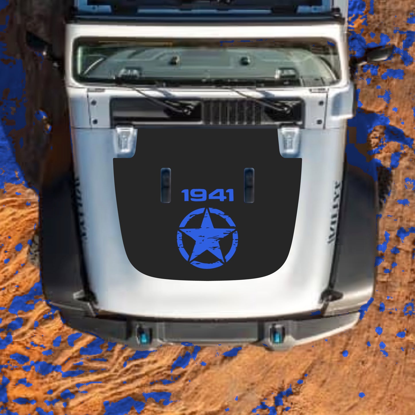 Hood Panel Decal/Sticker - Full Star 1941 Graphic Decal Graphic Kit - For Jeep JL JLU Sahara 2018-2025 - Premium Vinyl