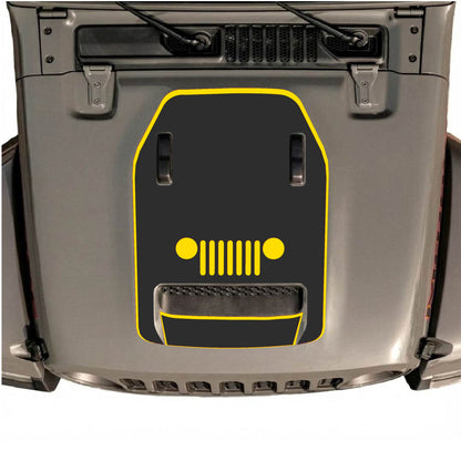 Hood Panel Decal/Sticker - Center Grill with Border Graphic Decal Graphic Kit - For Jeep JL JLU 392 2018 - Premium Vinyl