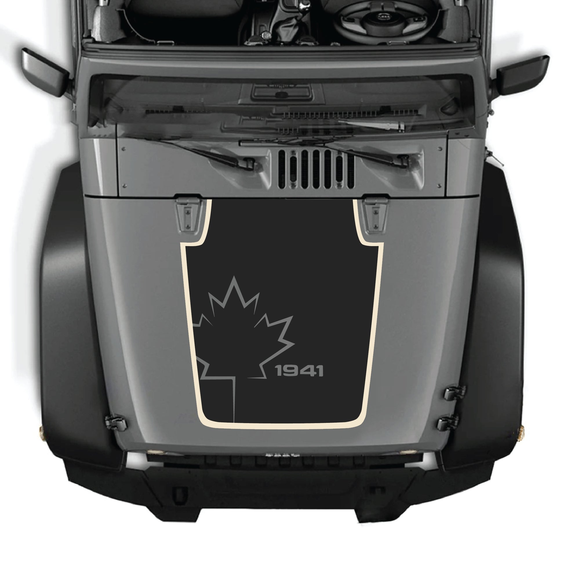 Calcomanía para cofre CarCode Jeep Wrangler con gráfico de hoja de Canadá 1941 en vinilo premium, ideal para modelos JK JKU 2007-2018.