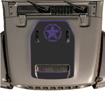 Hood Panel Decal/Sticker - Top Star with Border Graphic Decal Graphic Kit - For Jeep JL JLU 392 2018 - Premium Vinyl