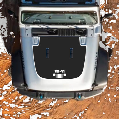 Hood Panel Decal/Sticker - 1941 Grill with Border Graphic Decal Graphic Kit - For Jeep JL JLU Sahara 2018-2025 - Premium Vinyl