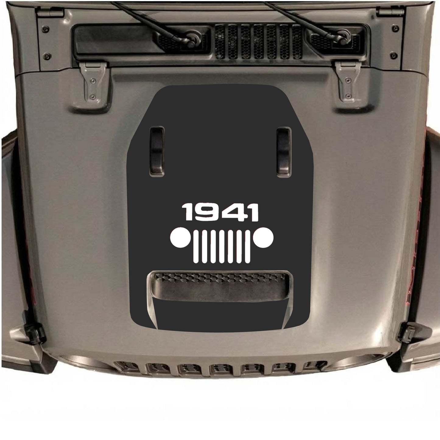Hood Panel Decal/Sticker - 1941 Center Grill Graphic Decal Graphic Kit - For Jeep JL JLU 392 2018 - Premium Vinyl