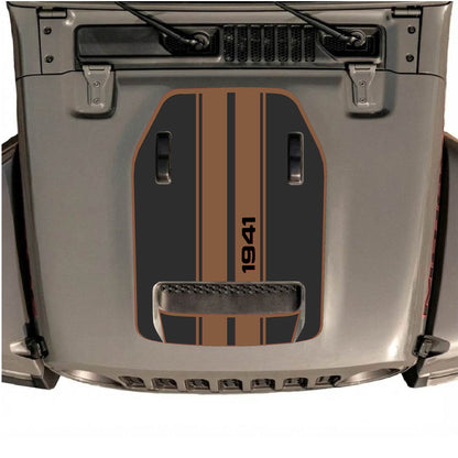 Hood Panel Decal/Sticker - 1941 Stripes with Border Graphic Decal Graphic Kit - For Jeep JL JLU 392 2018 - Premium Vinyl