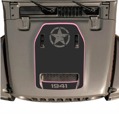Hood Panel Decal/Sticker - Top Star 1941 with Border Graphic Decal Graphic Kit - For Jeep JL JLU 392 2018 - Premium Vinyl