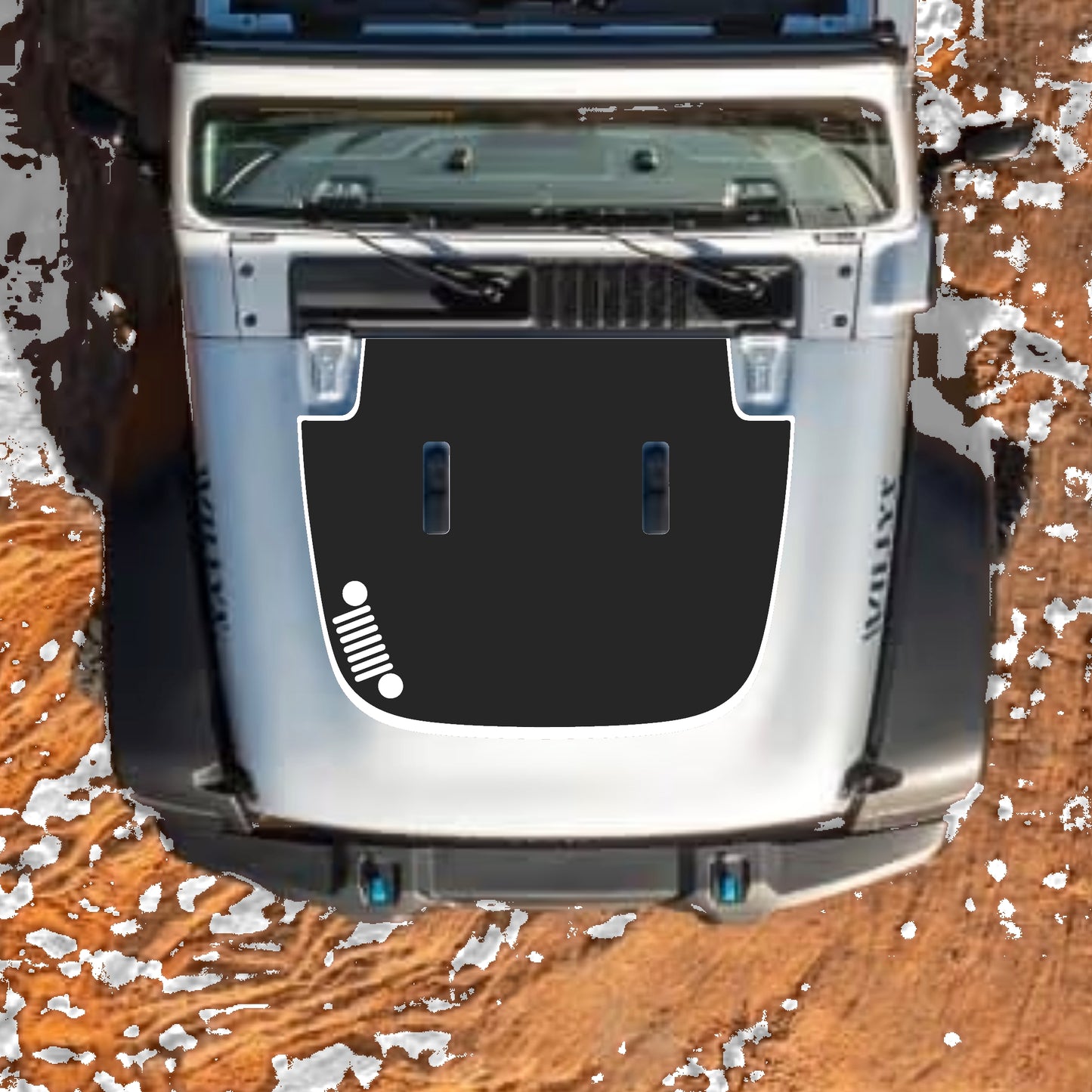 Hood Panel Decal/Sticker - Left Side Grill with Border Graphic Decal Graphic Kit - For Jeep JL JLU Sahara 2018-2025 - Premium Vinyl