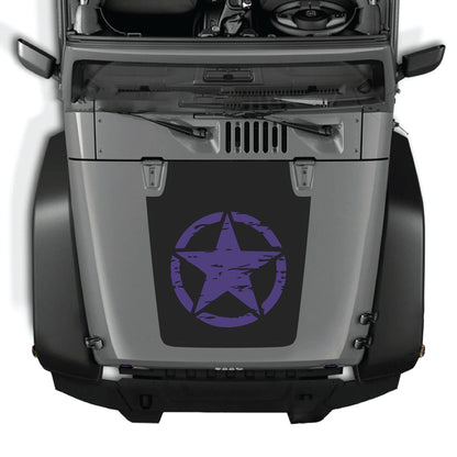 Jeep Wrangler JK full star hood decal graphic kit by CarCode, made of premium vinyl, applied on vehicle's hood.