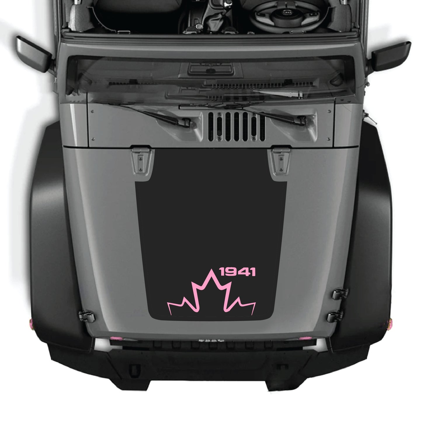 Canada 1941 hood decal graphic kit for Jeep Wrangler JK JKU, made of premium vinyl with bold, vintage-style design.