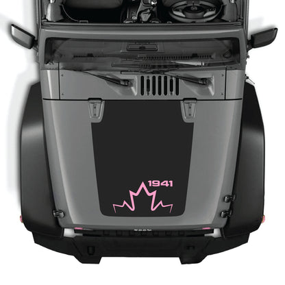 Canada 1941 hood decal graphic kit for Jeep Wrangler JK JKU, made of premium vinyl with bold, vintage-style design.