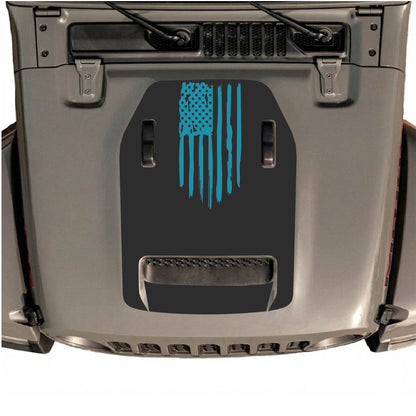 Hood Panel Decal/Sticker - America Flag Graphic Decal Graphic Kit - For Jeep JL JLU 392 2018 - Premium Vinyl