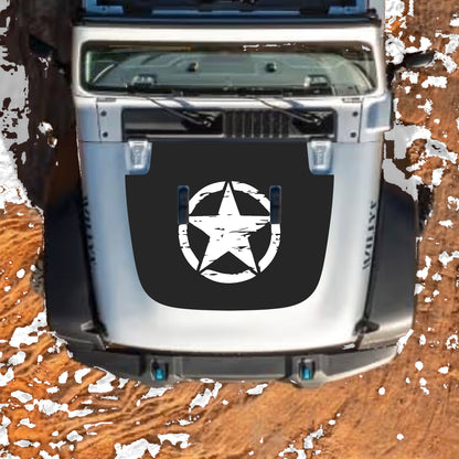 Hood Panel Decal/Sticker - Center Star Graphic Decal Graphic Kit - For Jeep JL JLU Sahara 2018-2025 - Premium Vinyl