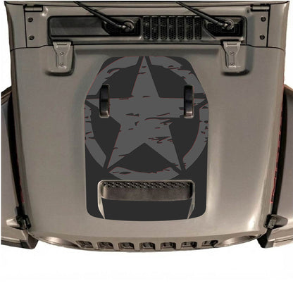 Hood Panel Decal/Sticker - Full Star Graphic Decal Graphic Kit - For Jeep JL JLU 392 2018 - Premium Vinyl